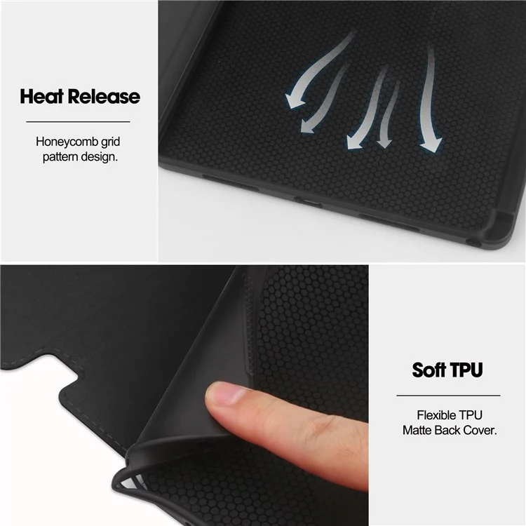 Pour le Lenovo Tab M11 / Xiaoxin Pad 11 2024 Étui Antichoc Cuir Réveil Automatique / Veille Étui de Tablette de Support - Noir