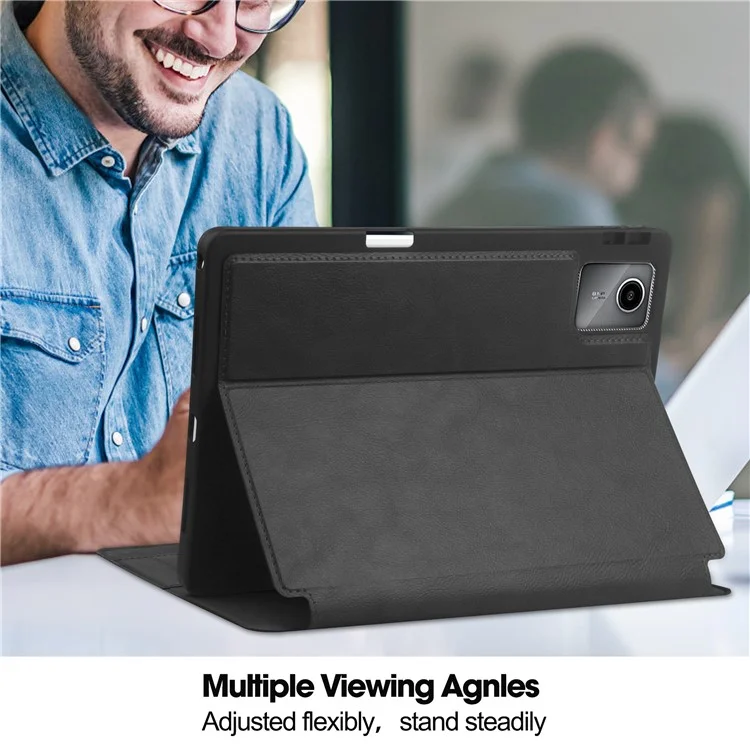 Pour le Lenovo Tab M11 / Xiaoxin Pad 11 2024 Étui Antichoc Cuir Réveil Automatique / Veille Étui de Tablette de Support - Noir
