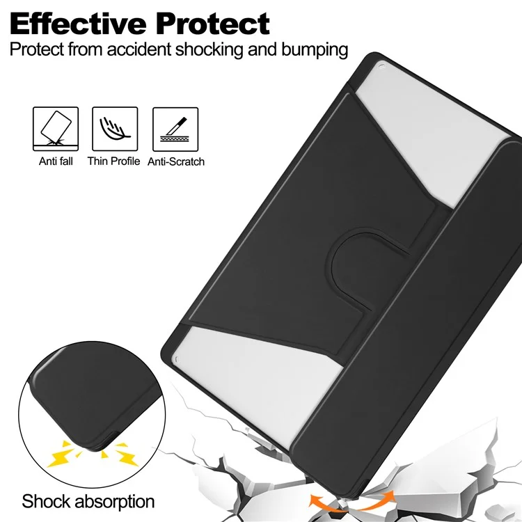 For Lenovo Tab M11 / Xiaoxin Pad 11 2024 Tablet Case 360-Degree Rotating Stand Anti-fall Cover (without Keyboard) - Black