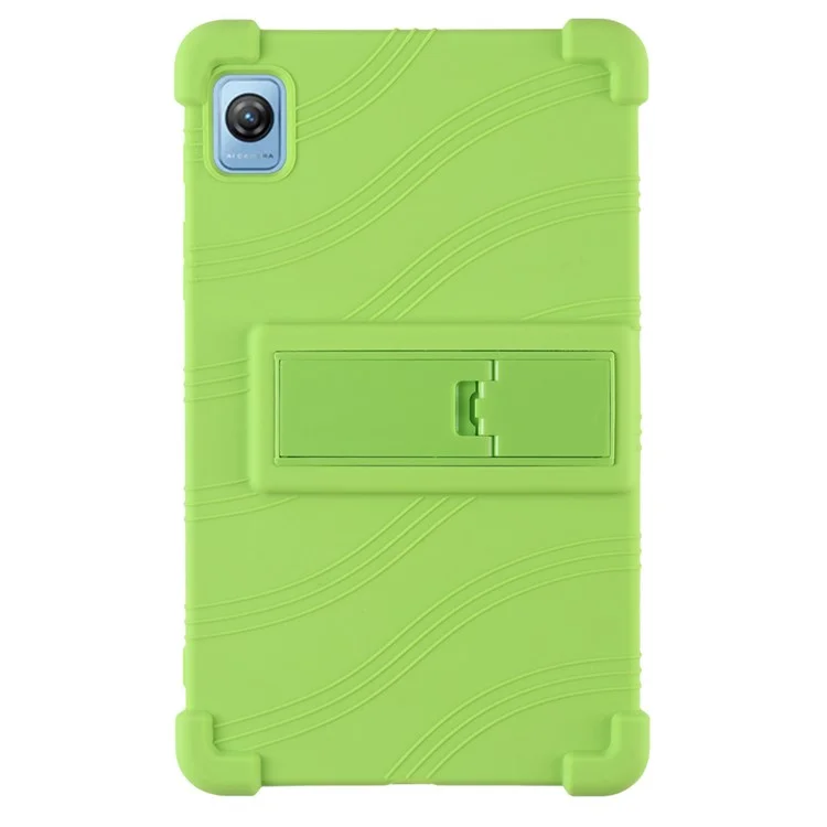 For Blackview Tab 60 Silicone Tablet Case Scratch-resistant Back Cover with PC Kickstand - Green