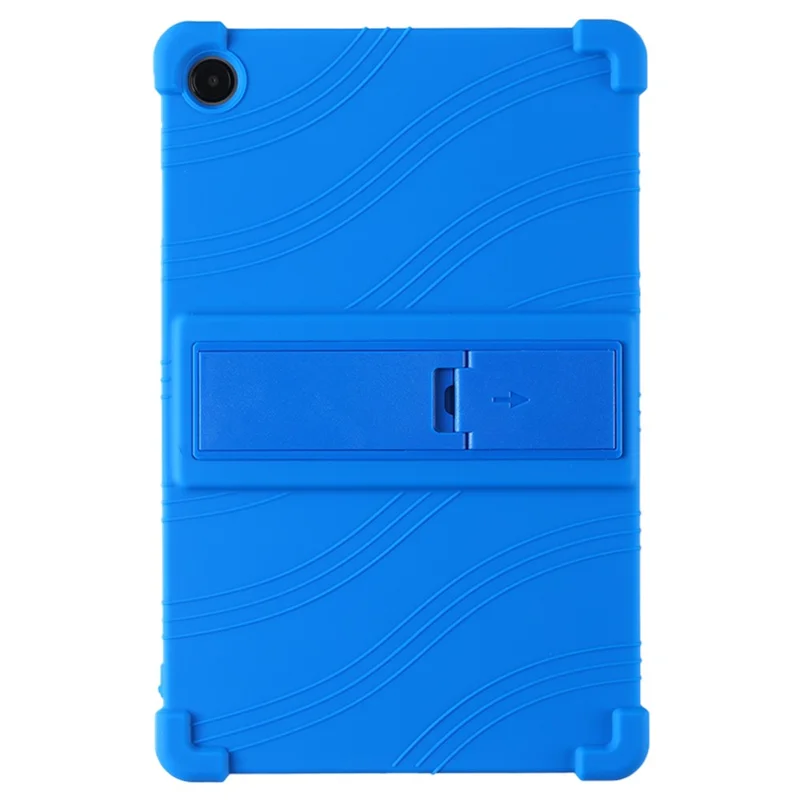 For Samsung Galaxy Tab A9+ Case PC Kickstand Anti-scratch Soft Silicone Tablet Cover - Dark Blue