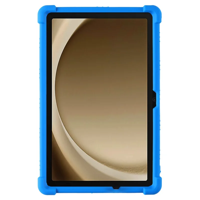 For Samsung Galaxy Tab A9+ Case PC Kickstand Anti-scratch Soft Silicone Tablet Cover - Dark Blue