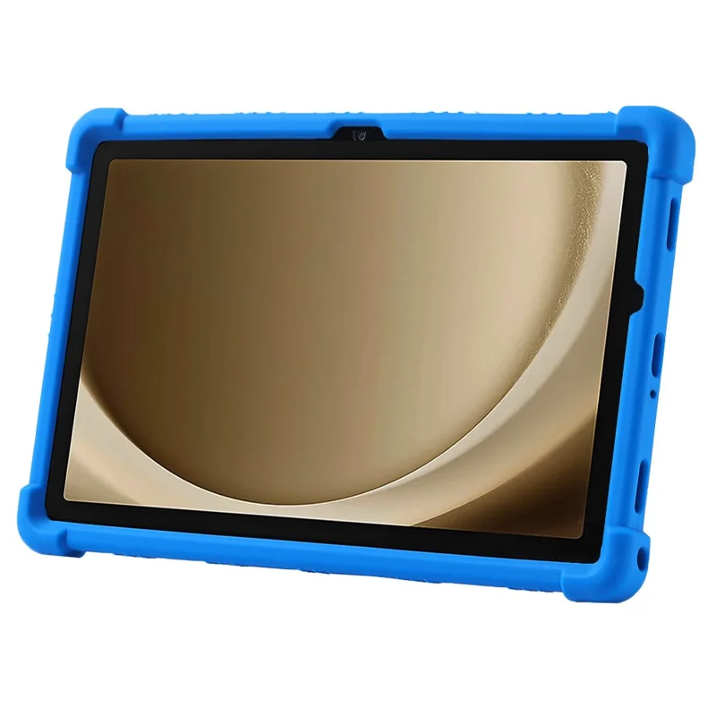 For Samsung Galaxy Tab A9+ Case PC Kickstand Anti-scratch Soft Silicone Tablet Cover - Dark Blue