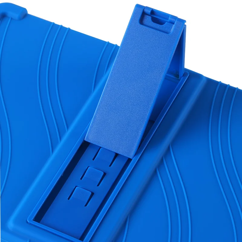 For Samsung Galaxy Tab A9+ Case PC Kickstand Anti-scratch Soft Silicone Tablet Cover - Dark Blue