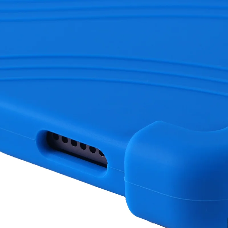 For Samsung Galaxy Tab A9+ Case PC Kickstand Anti-scratch Soft Silicone Tablet Cover - Dark Blue