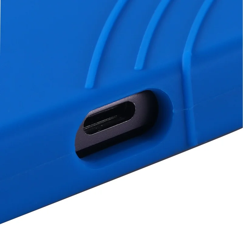For Samsung Galaxy Tab A9+ Case PC Kickstand Anti-scratch Soft Silicone Tablet Cover - Dark Blue
