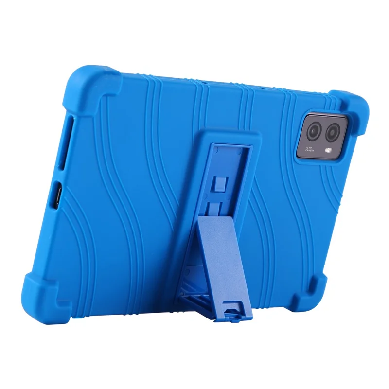 For Lenovo Legion Y700 (2023) Silicone Case Four Corners Protective Kickstand Cover - Dark Blue