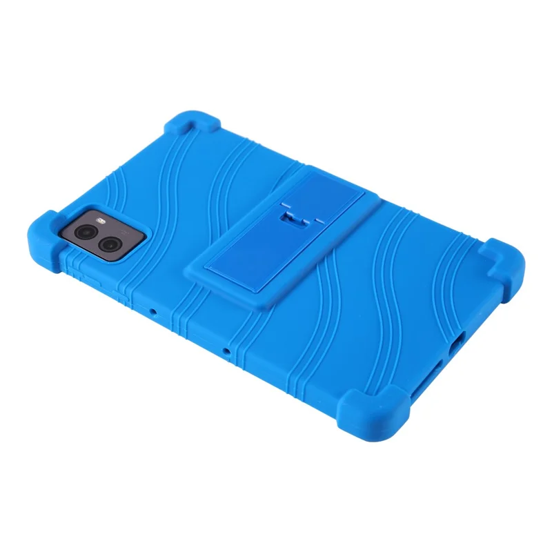 For Lenovo Legion Y700 (2023) Silicone Case Four Corners Protective Kickstand Cover - Dark Blue