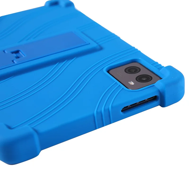 For Lenovo Legion Y700 (2023) Silicone Case Four Corners Protective Kickstand Cover - Dark Blue