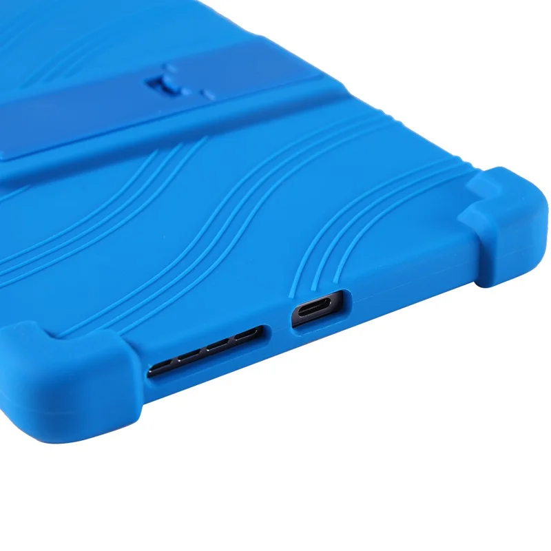 For Lenovo Legion Y700 (2023) Silicone Case Four Corners Protective Kickstand Cover - Dark Blue