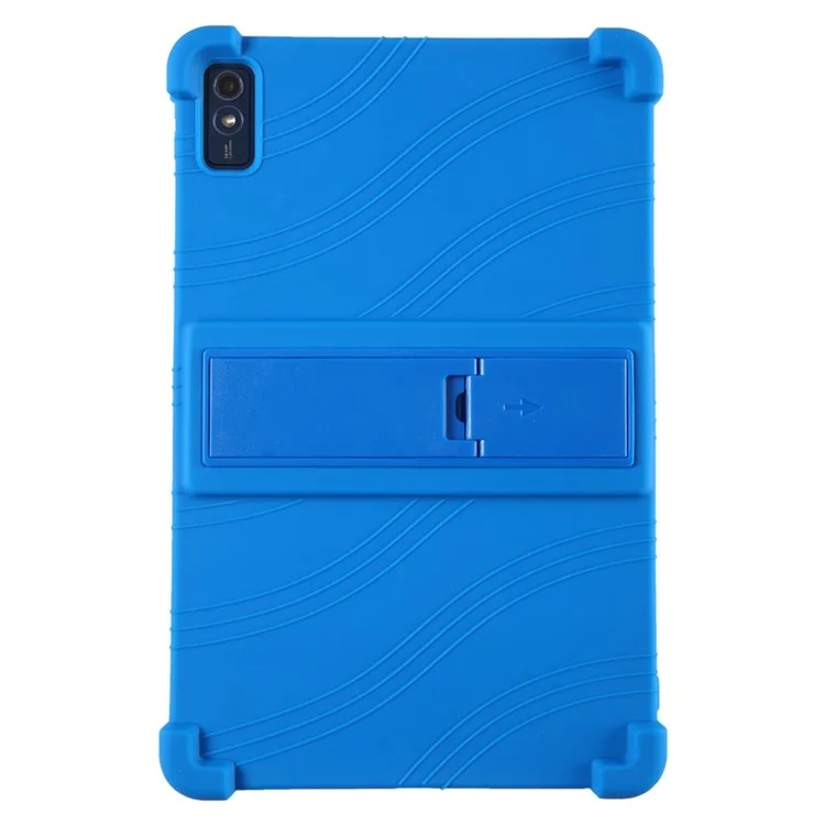 Pour Lenovo Tab M10 5G Étui de protection en silicone avec support pliable - Bleu foncé
