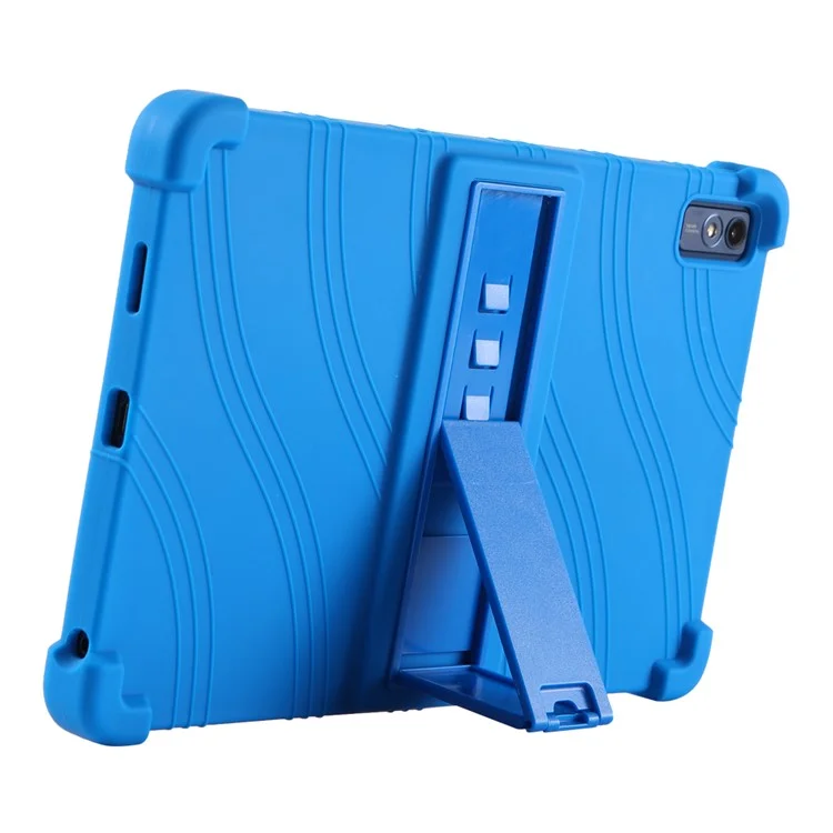 Pour Lenovo Tab M10 5G Étui de protection en silicone avec support pliable - Bleu foncé