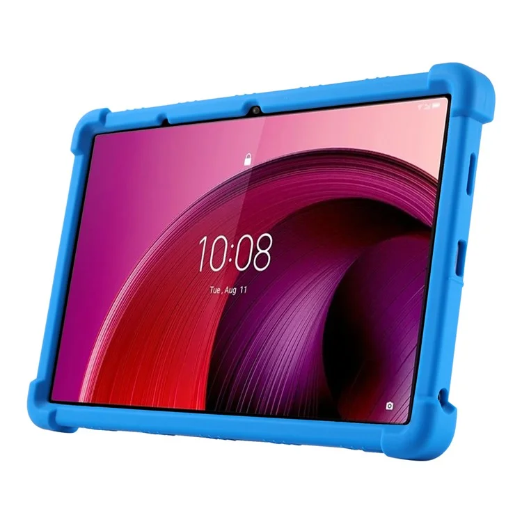Pour Lenovo Tab M10 5G Étui de protection en silicone avec support pliable - Bleu foncé