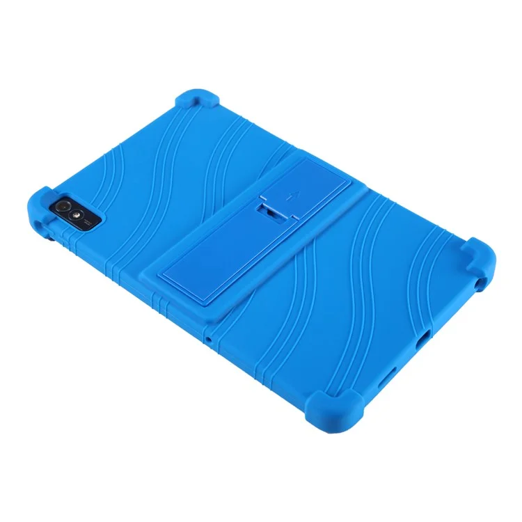 Pour Lenovo Tab M10 5G Étui de protection en silicone avec support pliable - Bleu foncé
