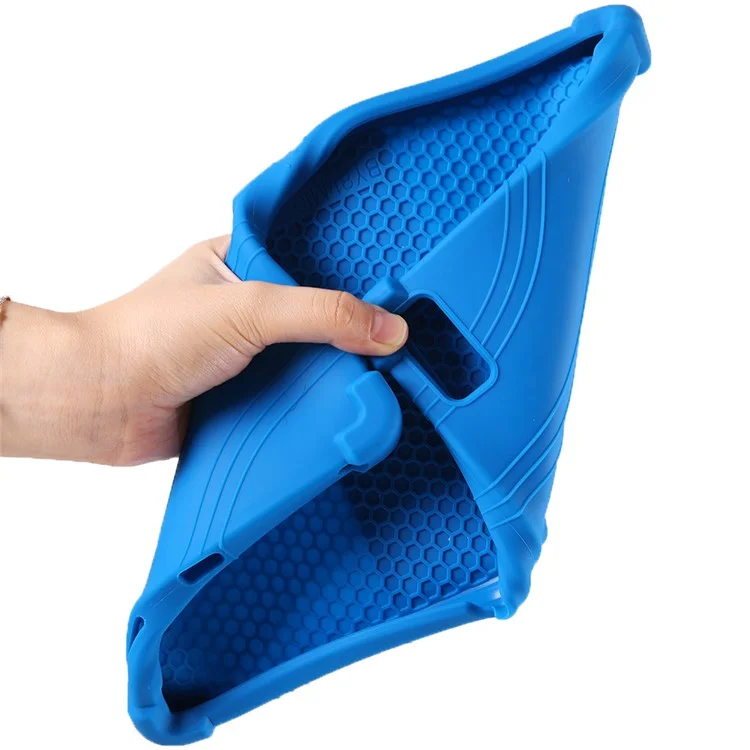 Pour Lenovo Tab M10 5G Étui de protection en silicone avec support pliable - Bleu foncé