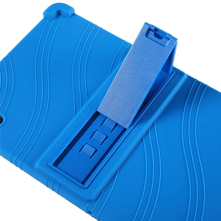 Pour Lenovo Tab M10 5G Étui de protection en silicone avec support pliable - Bleu foncé