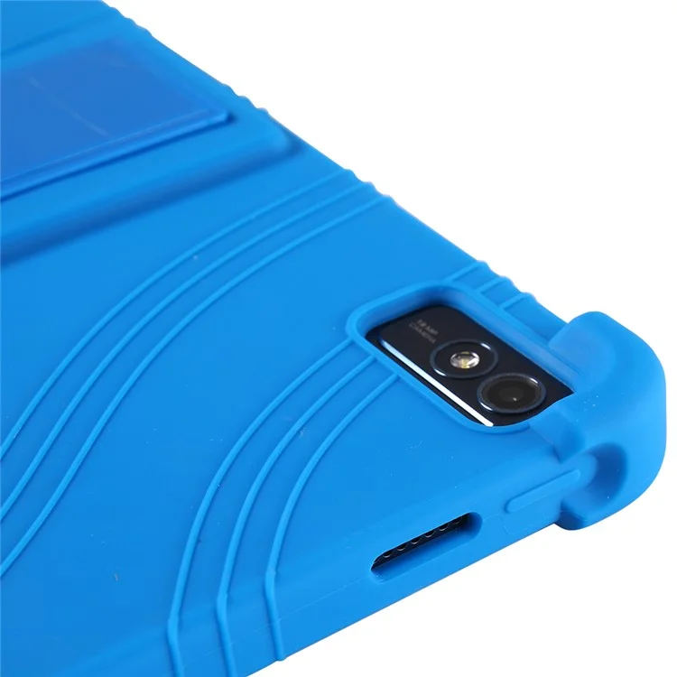 Pour Lenovo Tab M10 5G Étui de protection en silicone avec support pliable - Bleu foncé