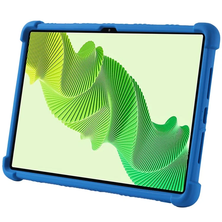 Per Realme Pad 2 Case Thicken 4 Corners Drop-proof Silicone Tablet Cover with Folding Kickstand - Dark Blue