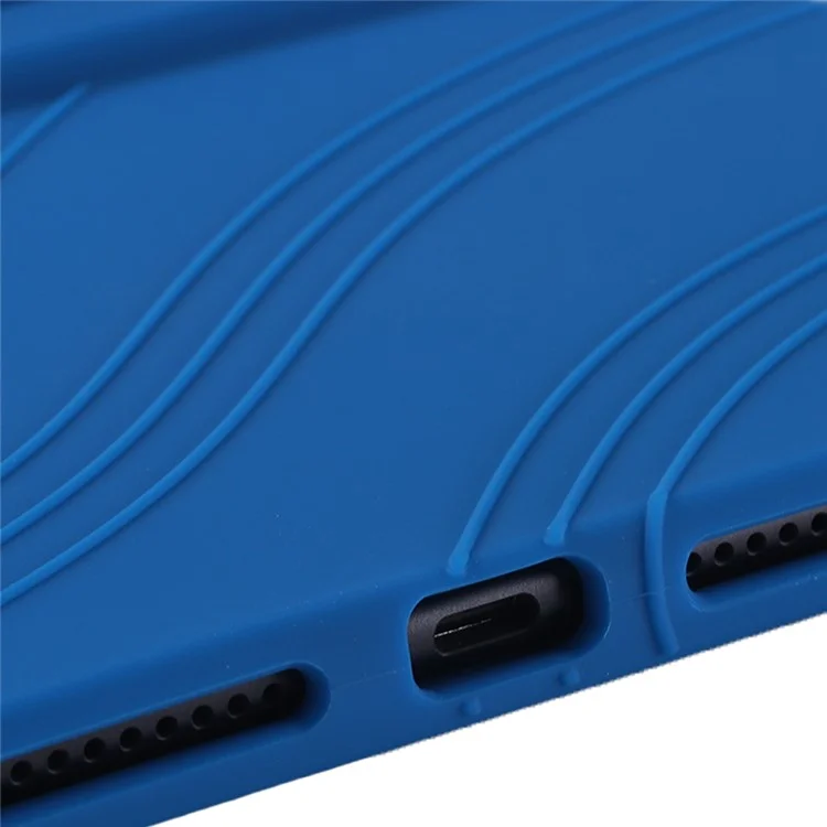 Per Realme Pad 2 Case Thicken 4 Corners Drop-proof Silicone Tablet Cover with Folding Kickstand - Dark Blue