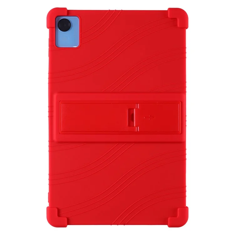 For Realme Pad X Tablet Case Shockproof Silicone Cover with Adjustable Kickstand - Red