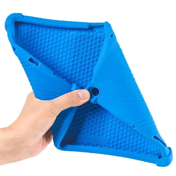 Para Google Pixel Tablet Silicona Funda Plegable con Soporte Tablet Protectora contra Golpes - Azul Oscuro