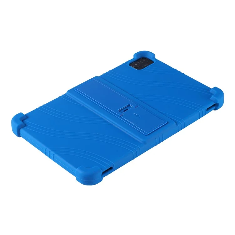 For Teclast T40S Silicone Case Kickstand 4 Corners Shockproof Tablet Cover - Dark Blue