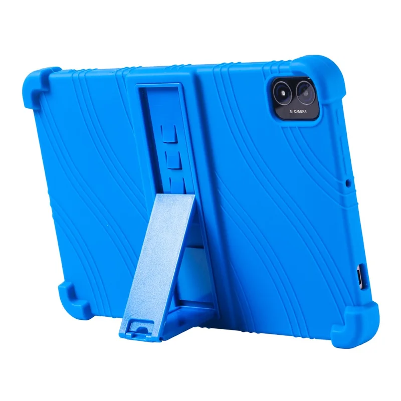 For Teclast T40S Silicone Case Kickstand 4 Corners Shockproof Tablet Cover - Sky Blue