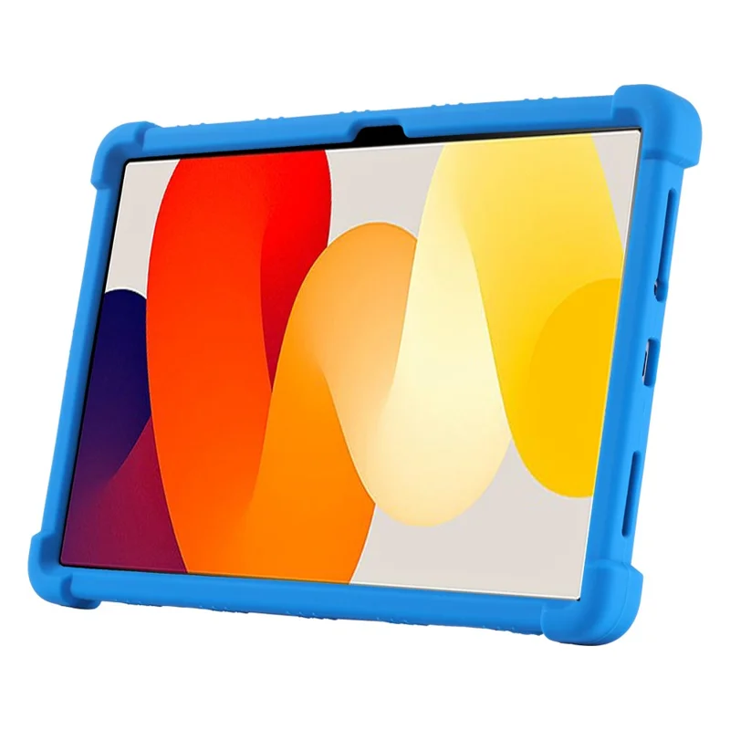 For Xiaomi Redmi Pad SE Case Thicken 4 Corners Anti-drop Silicone Tablet Cover with Kickstand - Rose