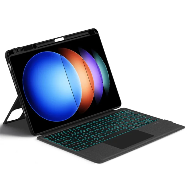 Für Xiaomi Pad 6S Pro 12.4 Lederetui + Bluetooth-Tastatur mit Hintergrundbeleuchtung und Trackpad