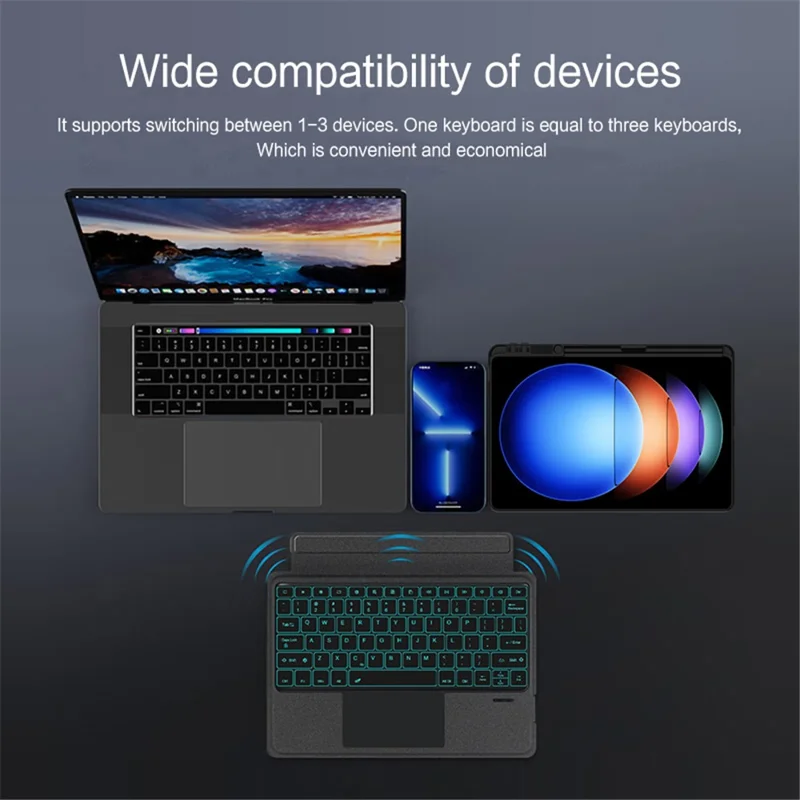 Für Xiaomi Pad 6S Pro 12.4 Lederetui + Bluetooth-Tastatur mit Hintergrundbeleuchtung und Trackpad