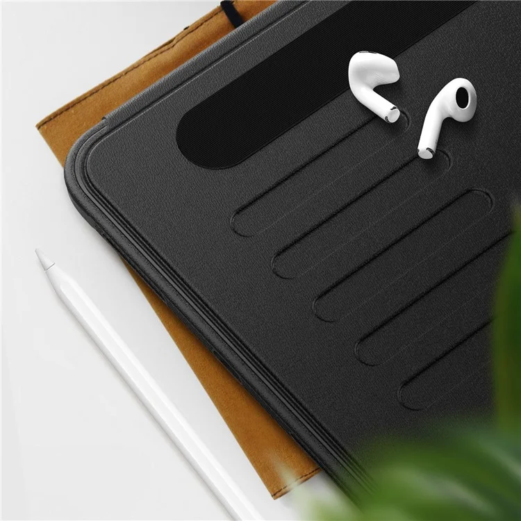 Para iPad 10.9 (2022) A2696 Funda con Soporte para Tarjetas, Soporte Ajustable de 5 Niveles, Ranura para Lápiz, Cubierta Plegable para Tableta - Negro