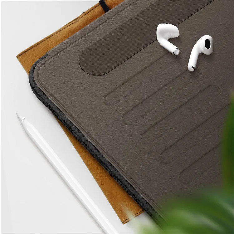For iPad (2025) / 10.9 (2022) A2696 Case with Card Holder, 5-Level Adjustable Stand Pen Slot Tablet Flip Cover - Brown