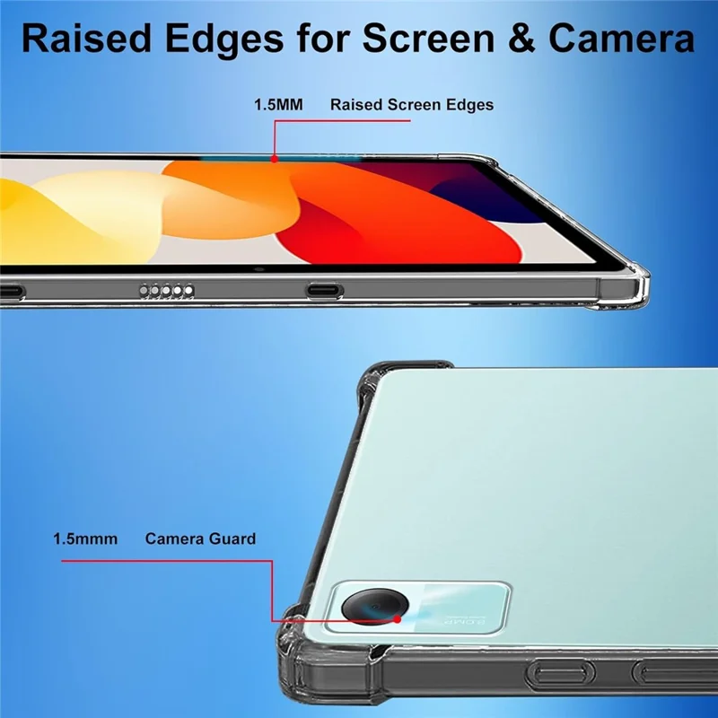 Para Xiaomi Redmi Pad SE Funda TPU Anticaídas + 2 Piezas Película Protectora de Cristal Templado para Tableta