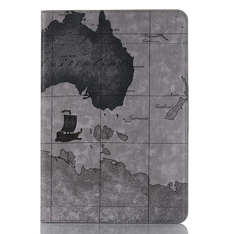 For Samsung Galaxy Tab S9 Wallet Case Map Pattern PU Leather Protective Tablet Cover - Grey