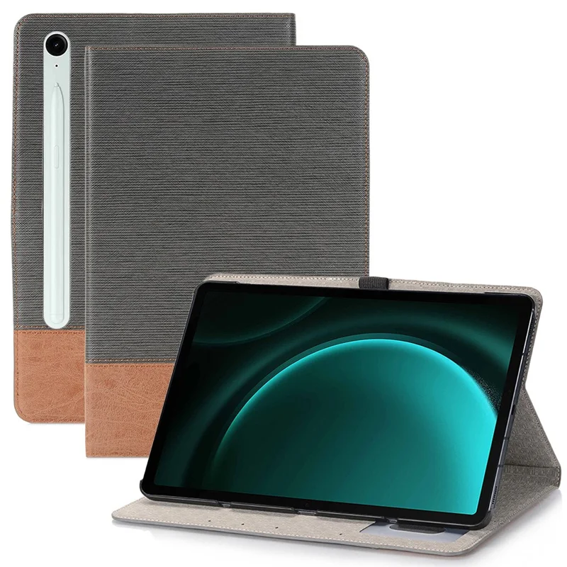 For Samsung Galaxy Tab S10 FE / S9 FE Wallet Case Cross Texture PU Leather Tablet Cover - Grey