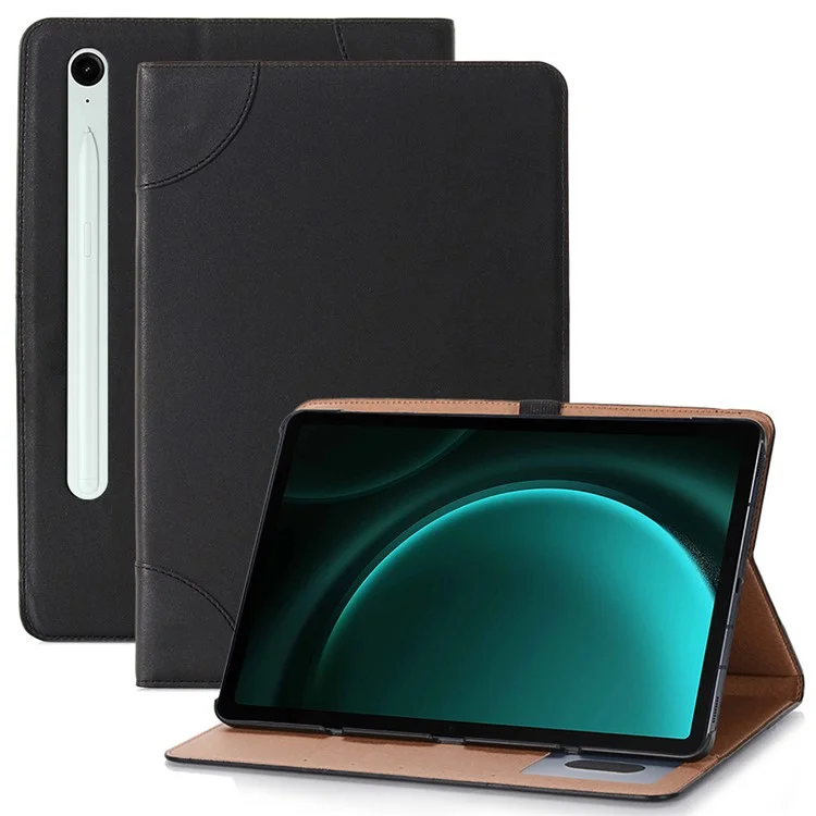 Funda para tablet Samsung Galaxy Tab S9 FE, de cuero sintético con textura cruzada y ranuras para tarjetas - Negro