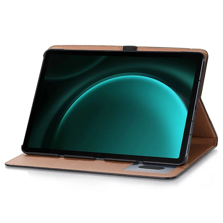 Funda para tablet Samsung Galaxy Tab S9 FE, de cuero sintético con textura cruzada y ranuras para tarjetas - Negro
