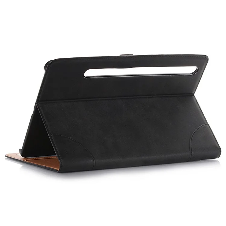 Funda para tablet Samsung Galaxy Tab S9 FE, de cuero sintético con textura cruzada y ranuras para tarjetas - Negro