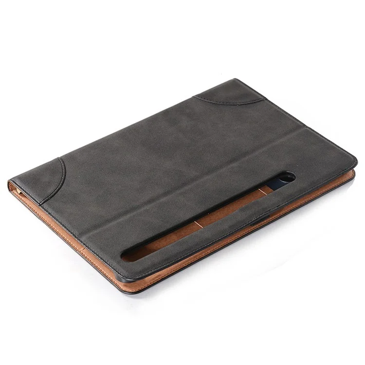 Funda para tablet Samsung Galaxy Tab S9 FE, de cuero sintético con textura cruzada y ranuras para tarjetas - Negro