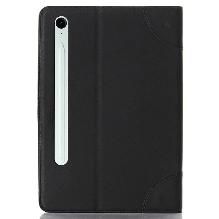 Funda para tablet Samsung Galaxy Tab S9 FE, de cuero sintético con textura cruzada y ranuras para tarjetas - Negro