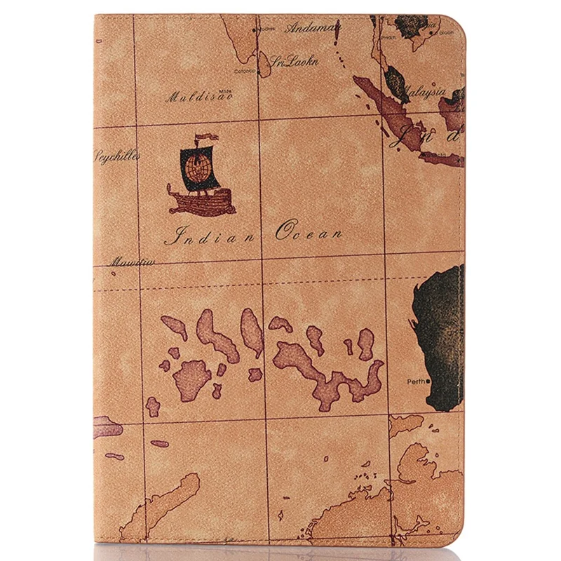 Housse de protection pour Samsung Galaxy Tab S9 FE, motif carte, en cuir PU - Jaune