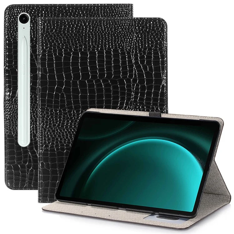 For Samsung Galaxy Tab S10 FE / S9 FE Case Viewing Stand Leather Wallet Tablet Cover - Black