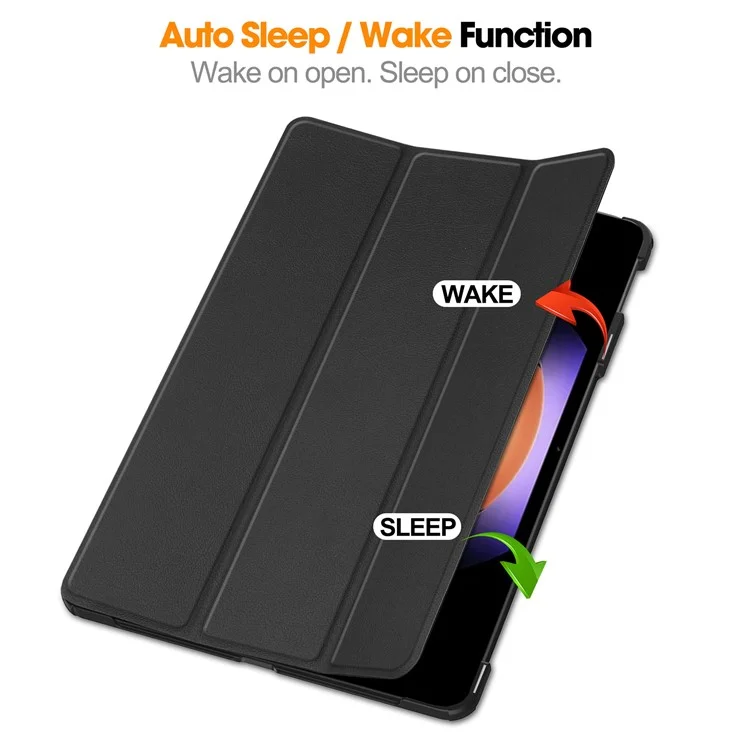 Para Xiaomi Pad 6S Pro 12.4 Capa de Couro Tri-fold Stand Auto Wake / Sleep Smart Shell - Preto