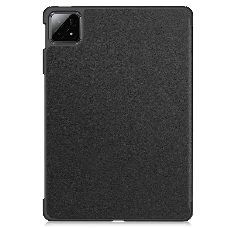 Para Xiaomi Pad 6S Pro 12.4 Capa de Couro Tri-fold Stand Auto Wake / Sleep Smart Shell - Preto