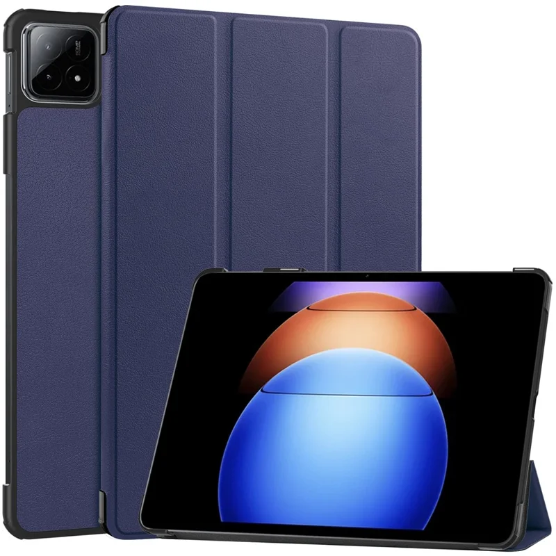 For Xiaomi Pad 6S Pro 12,4 Læderetui med foldbar holder og automatisk tænd/sluk Smart Cover - Blå