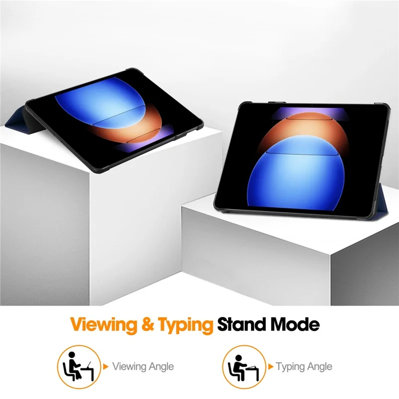 For Xiaomi Pad 6S Pro 12,4 Læderetui med foldbar holder og automatisk tænd/sluk Smart Cover - Blå