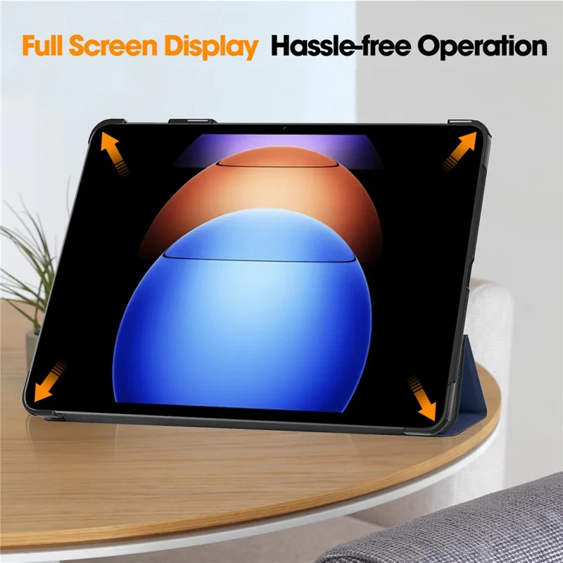 For Xiaomi Pad 6S Pro 12,4 Læderetui med foldbar holder og automatisk tænd/sluk Smart Cover - Blå