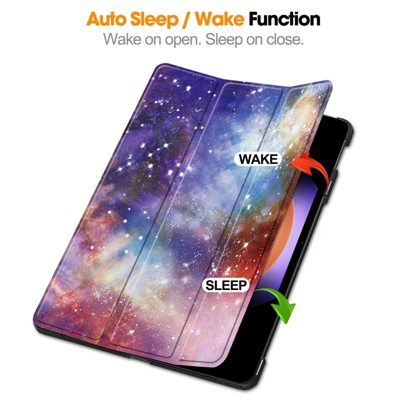 For Xiaomi Pad 6S Pro 12.4 Leather Case Trifold Stand Pattern Printing Tablet Cover - Galaxy