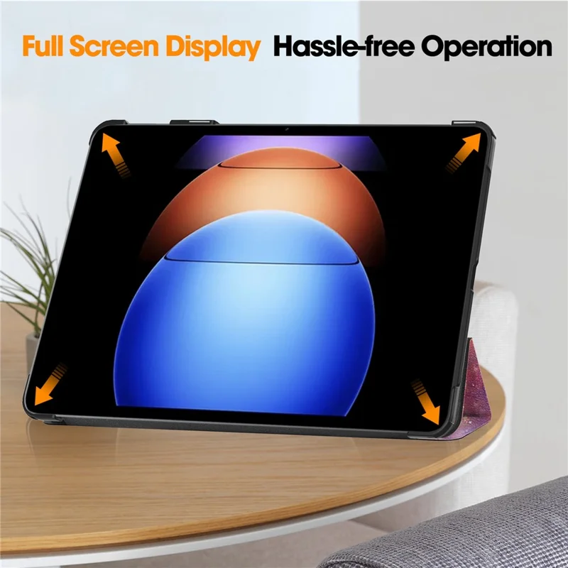For Xiaomi Pad 6S Pro 12.4 Leather Case Trifold Stand Pattern Printing Tablet Cover - Galaxy