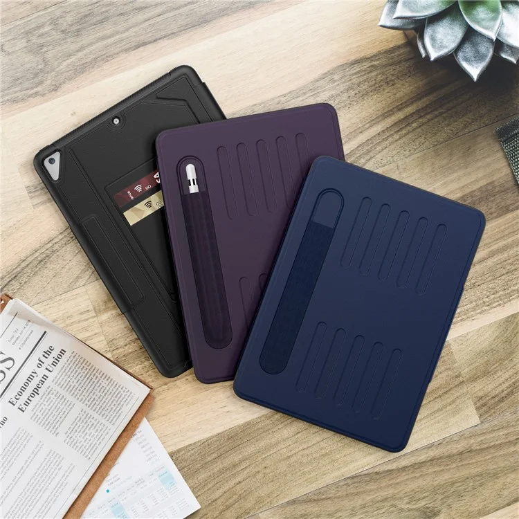 pour ipad 9.7-pouces (2018) / (2017) / ipad pro 9,7 pouces (2016) / ipad air 2 couverture de tablette de veille de somnifère en cuir automatique de caisse ipad 2 - bleu marine